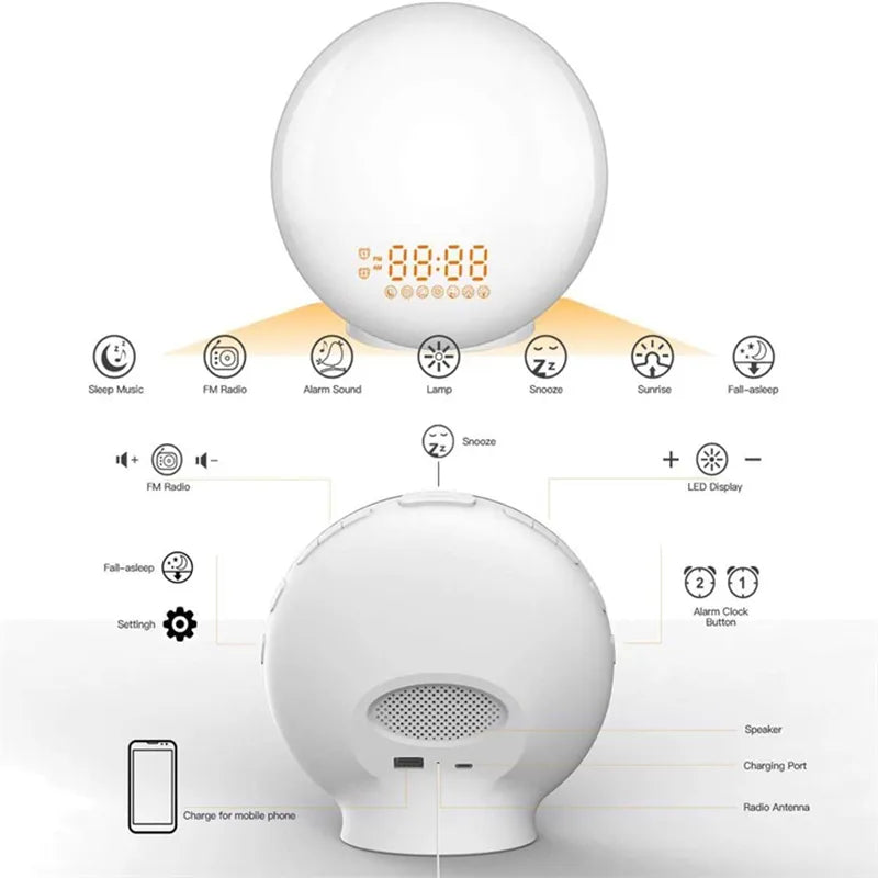 Wake Up Light Alarm Clock with Sunrise/Sunset Simulation