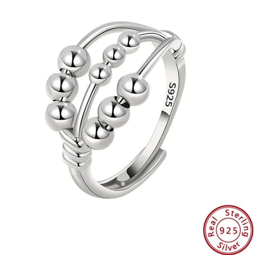 Anxiety Relief Ring - 925 Sterling Silver for Calmness and Serenity