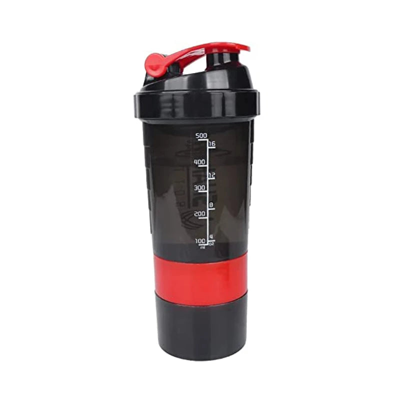 500ml Protein Shaker Cups with Powder Storage Container Mixer Cup Gym Sport Water Bottles with Wire Whisk Balls Drinkware