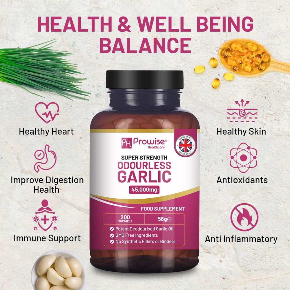 Premium Odourless Garlic Capsules - High Strength 45,000mg