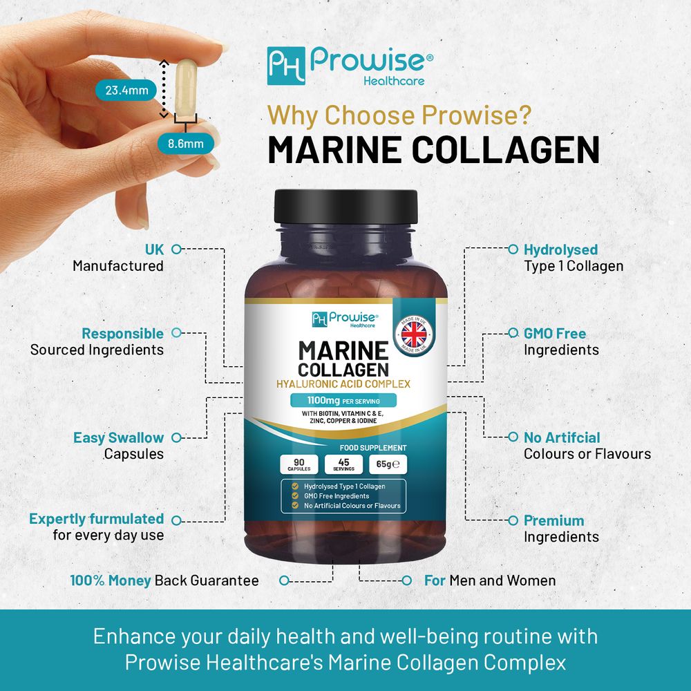 Marine Collagen with Hyaluronic Acid Complex 1100mg  90 Capsules