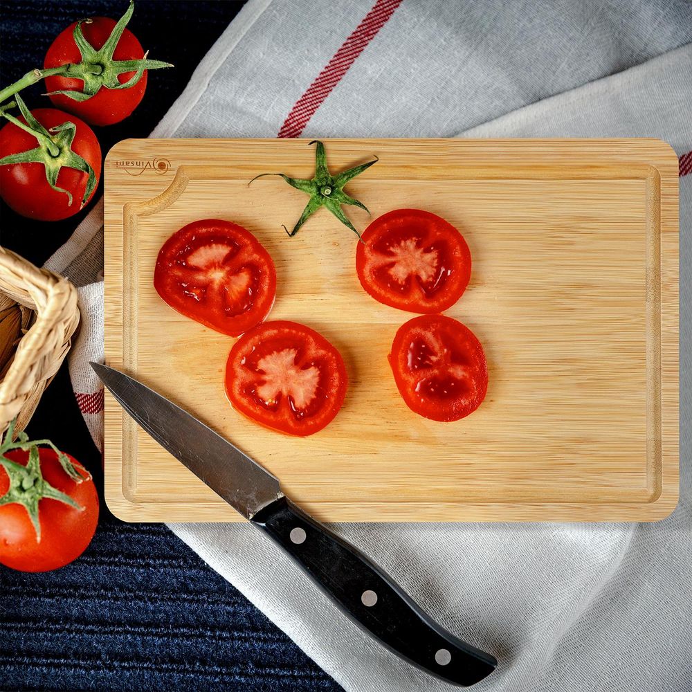 Bamboo Chopping Board Set of 3 100% Natural Wooden Kitchen Cutting Board