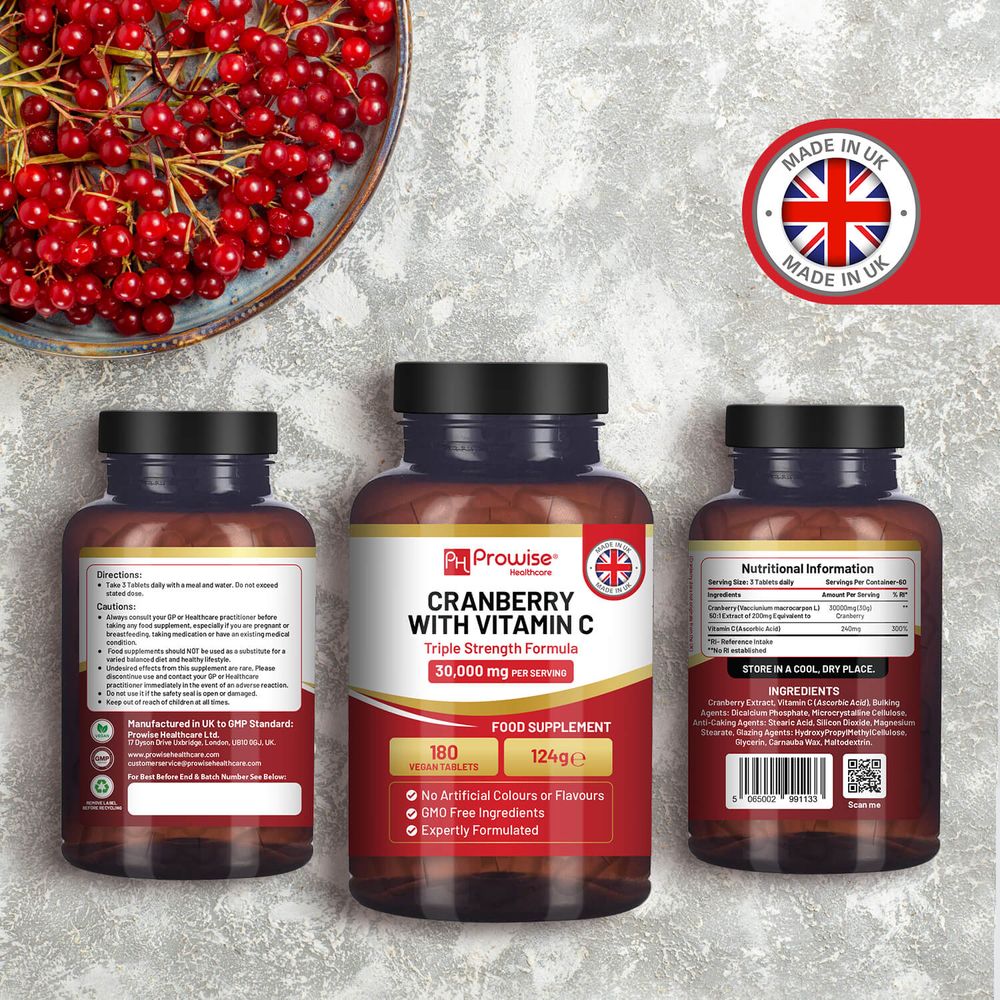 Triple Strength Cranberry 30,000mg Added with Vitamin C