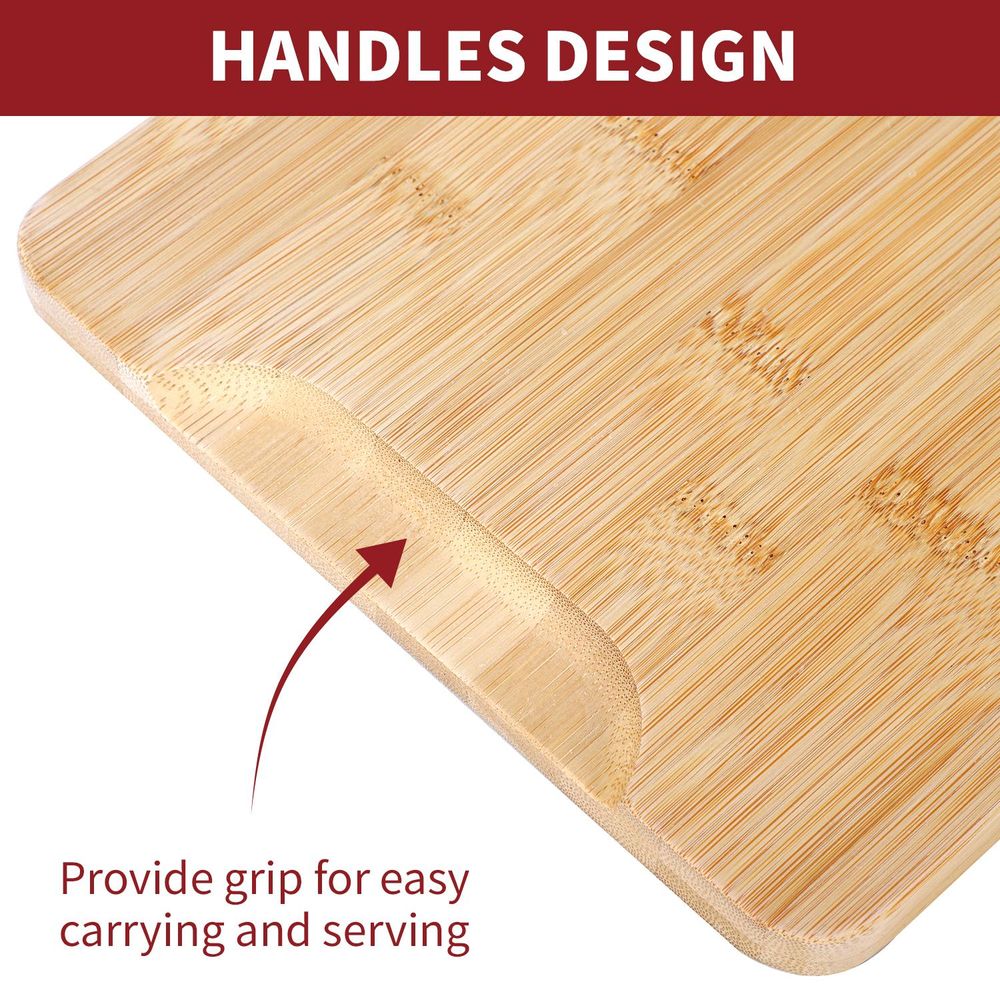 Bamboo Chopping Board Set of 3 100% Natural Wooden Kitchen Cutting Board