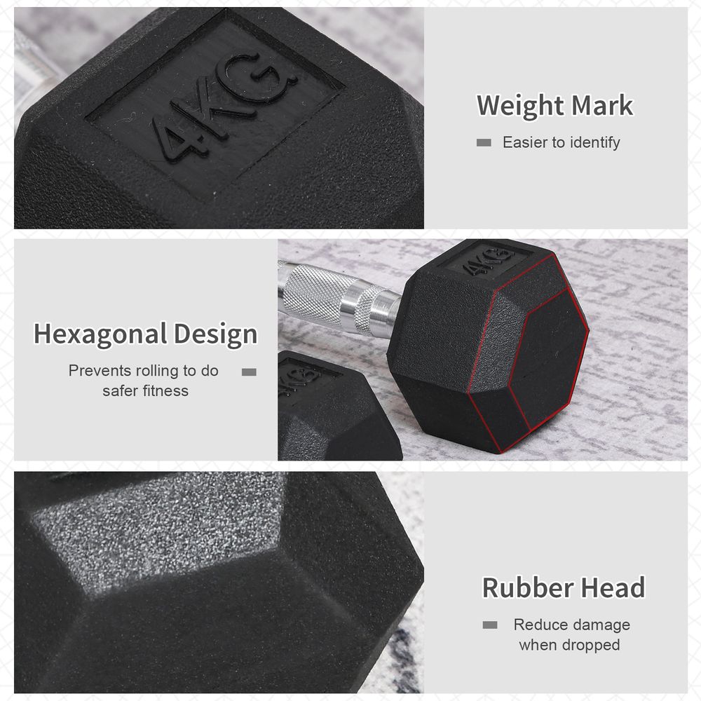 Hexagonal Dumbbells | 2x4kg