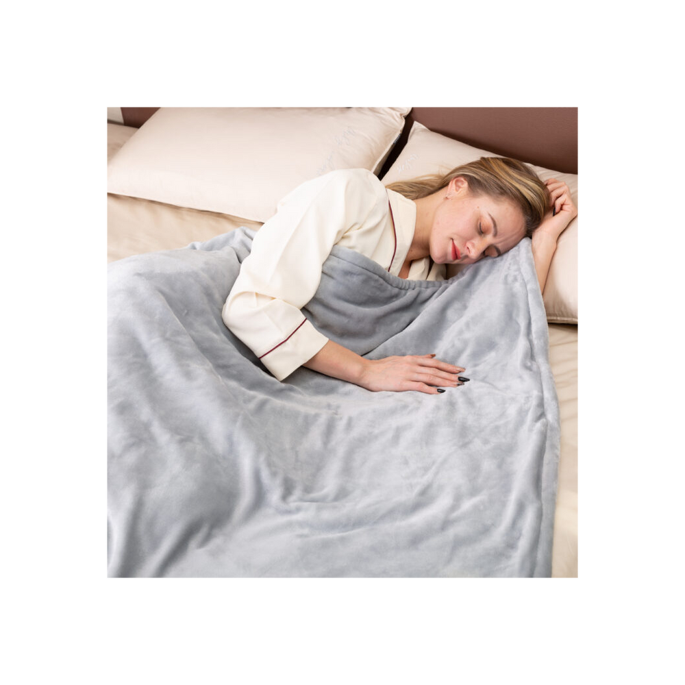 Beige Electric Heated Throw Over Blanket Reversible