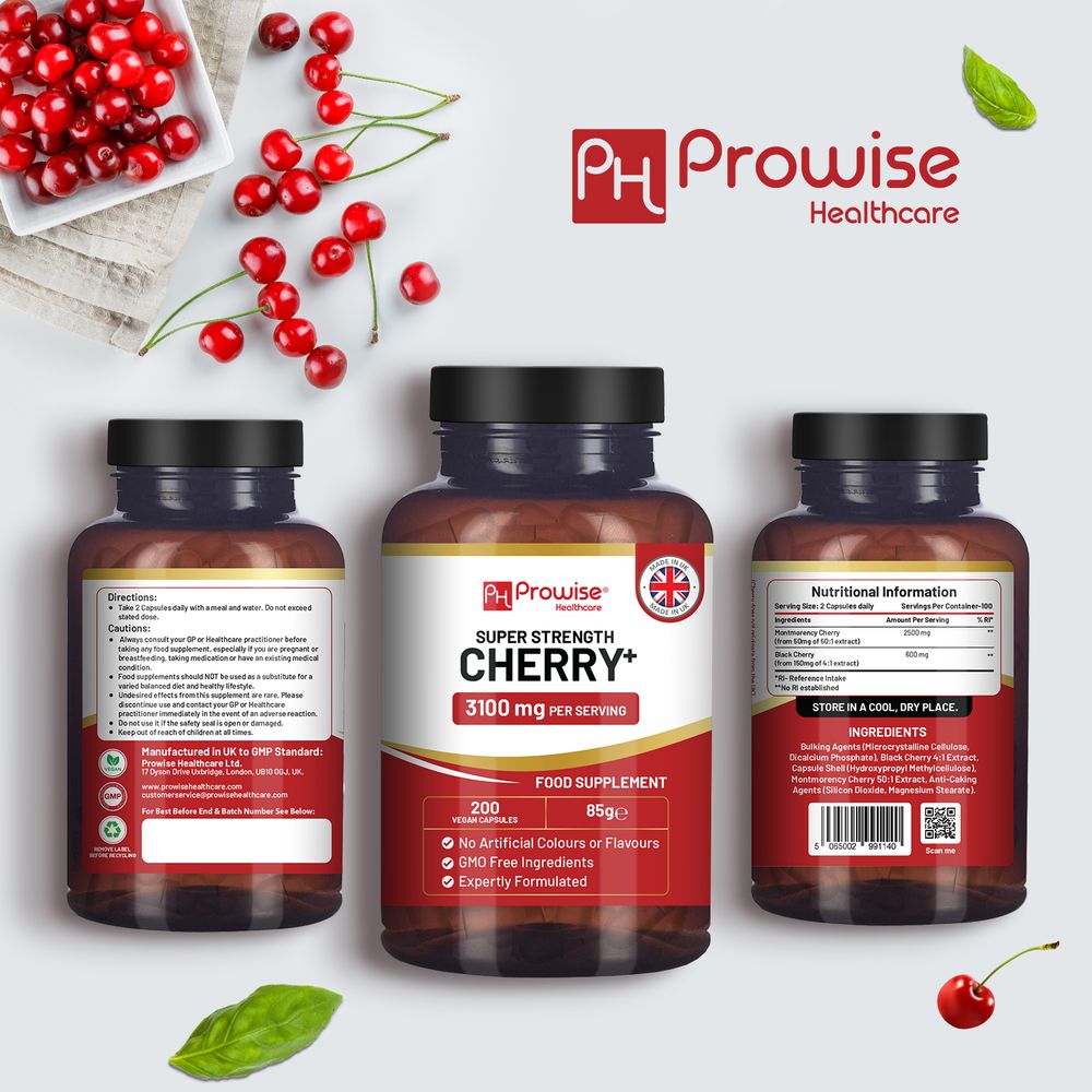 Cherry+ 3100mg I 200 Vegan Capsules Super Strength Formula