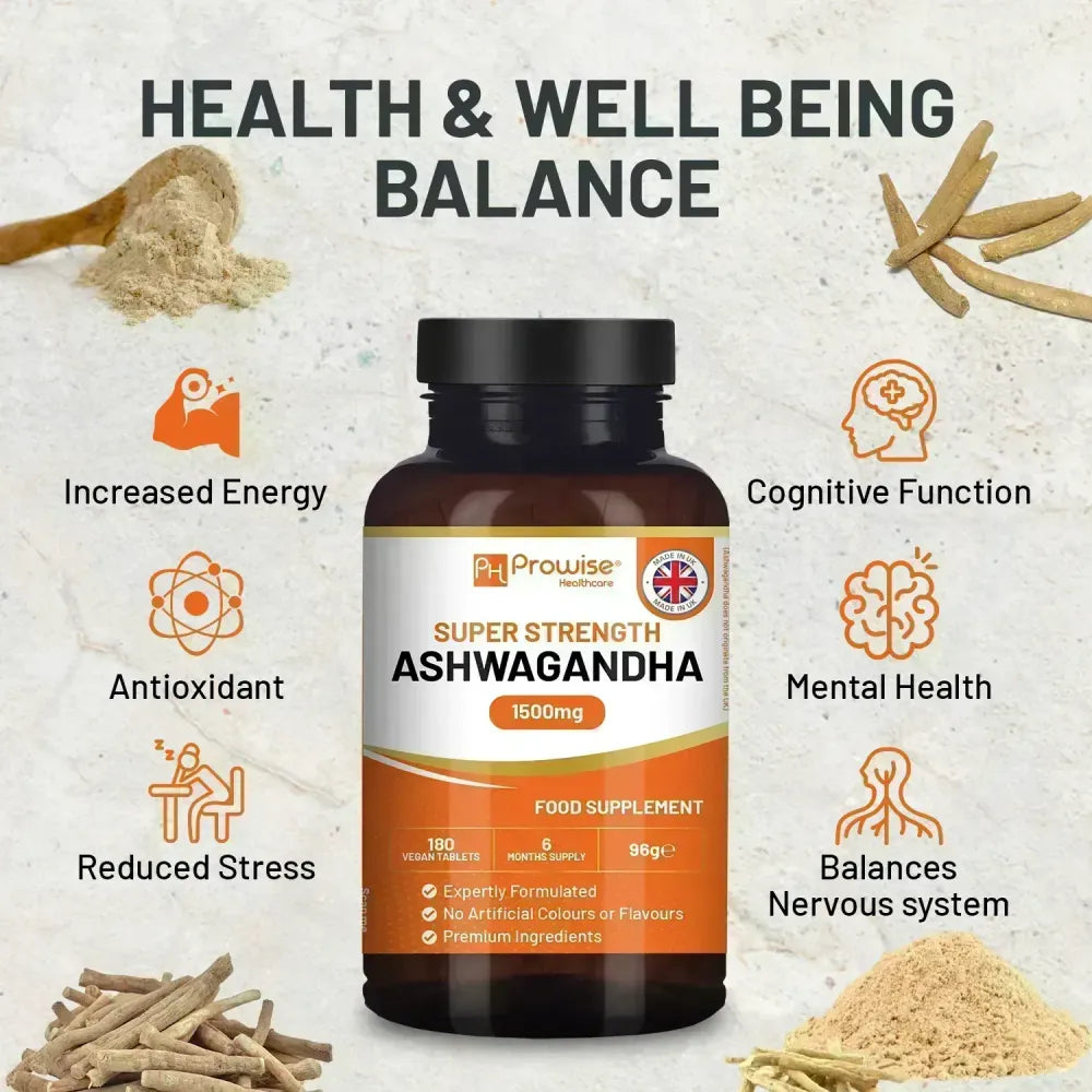 Ashwagandha 1500mg 180 Vegan Tablets | 6 Months’ Supply