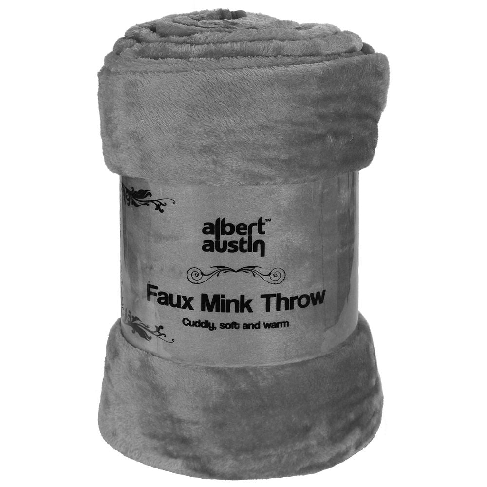 Faux Mink Throw Blanket - 200 x 240 cm Charcoal